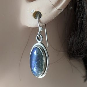 earrings blue grey moonstone sterling oval hanging